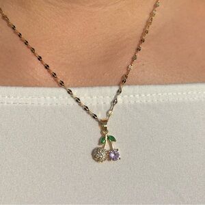 Elegant Gold Cherry Pendant Necklace